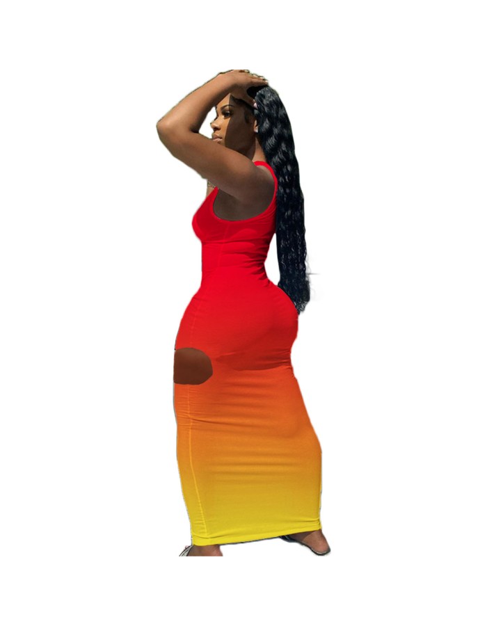 Slim Sexy Gradient Fashion Women Maxi Dresses M056