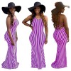 Fashion Striped Sexy Summer Strappy Halter Sexy Women Dress 8620