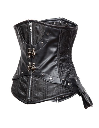 Plus Size 6XL Zipper Steel Boned Lace Up Corset M1423