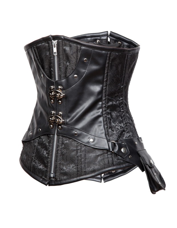 Plus Size 6XL Zipper Steel Boned Lace Up Corset M1423