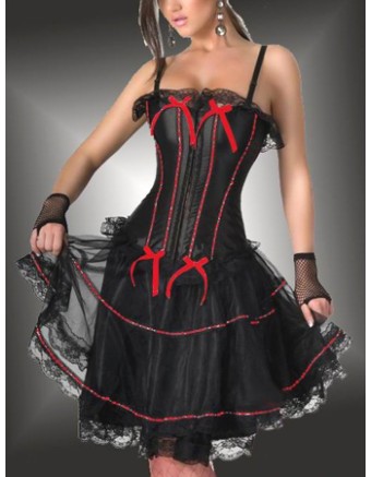 Pink Bow Black Corset SKirt Dress M1617