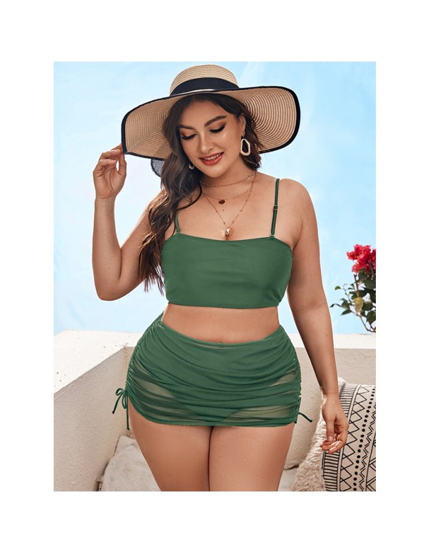 Sexy Fat Women Three Piece Plus Size Bikini Bathing Suit Beachwear Swimwear 495