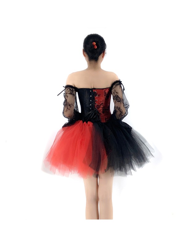 Women Corset Dress Halloween Witch Costume Clown Bustier With Skirt 1708
