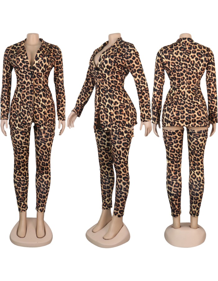 Sexy camo leopard print two piece set M6006