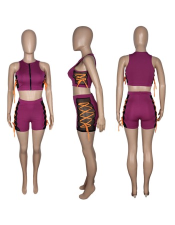 Sleeveless Tops Women Summer Mesh Two Piece Set M043