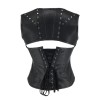 Faux Leather Sexy Fish Scale Printed Steampunk Corset Vest m1429