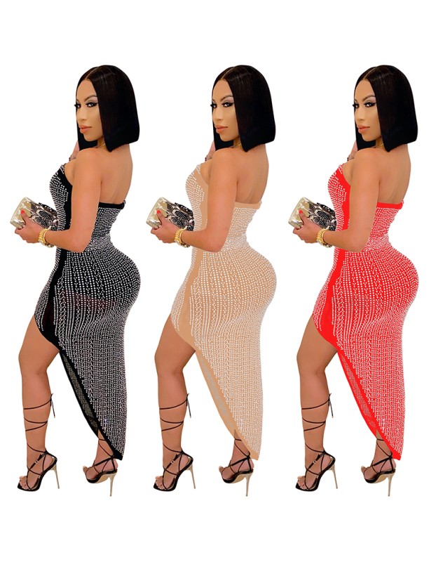 Breast Wrap Hot Drills The Net Yarn Party Dresses For Girls X5046