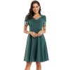 Color Contrast Dark Green Tuck Your Waist And Look Thin Dress Lady CD1769