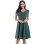 Color Contrast Dark Green Tuck Your Waist And Look Thin Dress Lady CD1769
