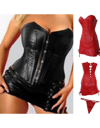 Luxurious Leather Corset with Skirt M7028