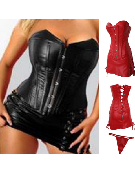 Luxurious Leather Corset with Skirt M7028