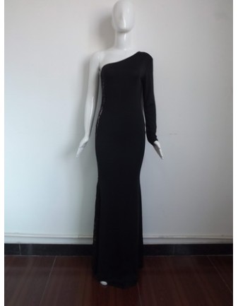 Black One Shoulder Design Evening Dress M2302