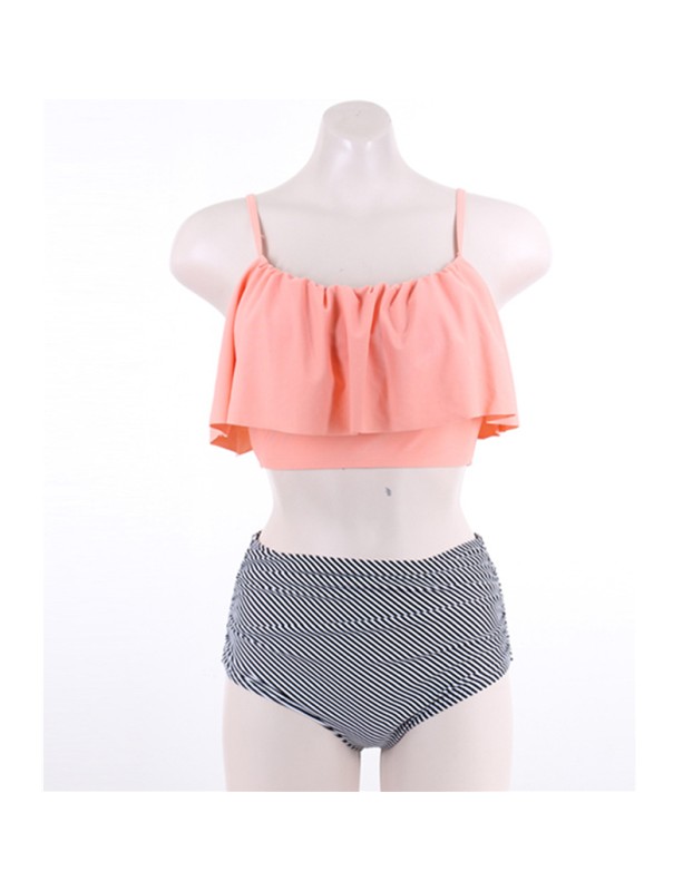 Summer high waist stripes bikini sweet swimsuit M17090