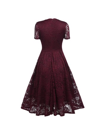 V-neck Midlength Lace Wedding Party With A Full Swing Dinner Dress CD1784