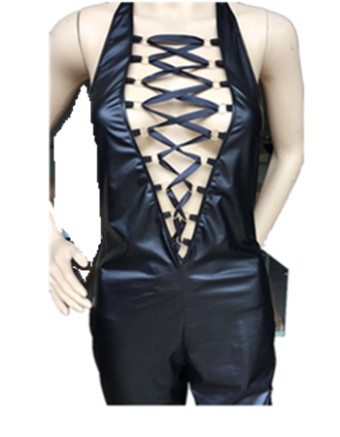 Sexy v one piece lether suit M7291b