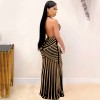 Sexy Deep V Backless Sequin Evening Ironed Drill See Through Long Party Dress X3816