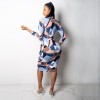 Women's sexy deep V neck long-sleeved dress M8272