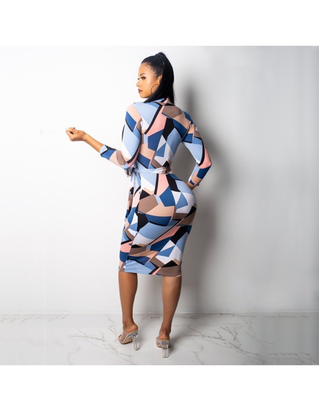 Women's sexy deep V neck long-sleeved dress M8272
