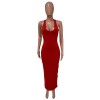 U neck causal woman dress fashionable sexy solid summer maxi dress M30120