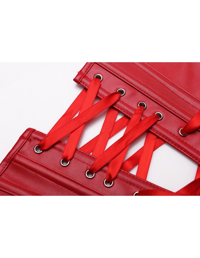 Red leather corset m7081a