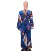 Fashion Sexy V-neck Long Sleeved Printed Wide Leg Jumpsuit For Women YM8631