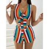 Flat Corner Young Girl Bikini Two Piece Plus Size Striped Women Bikini Sets S163
