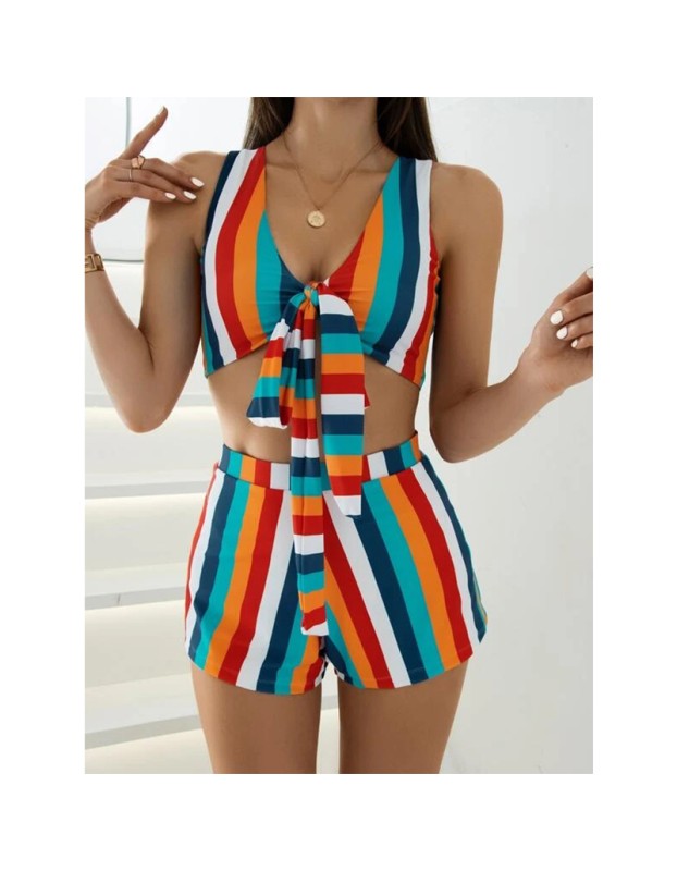 Flat Corner Young Girl Bikini Two Piece Plus Size Striped Women Bikini Sets S163
