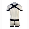 Men's Sexy Bandage Underwear Leather Bodysuits Porn Body Teddies Suit M6833