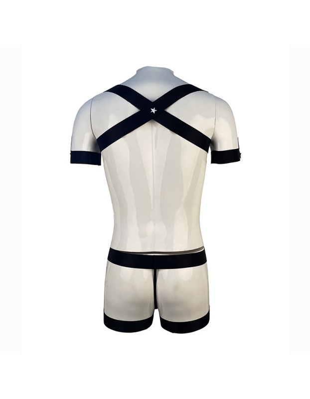Men's Sexy Bandage Underwear Leather Bodysuits Porn Body Teddies Suit M6833