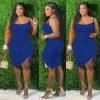 sling single side pleated plus size fashions mini dress ruffle womens skirts M30119