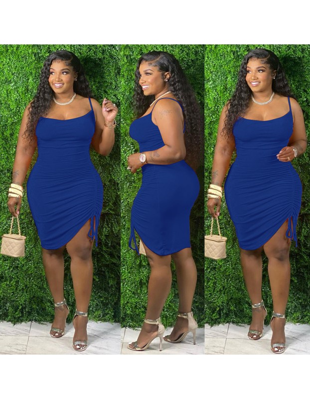 sling single side pleated plus size fashions mini dress ruffle womens skirts M30119