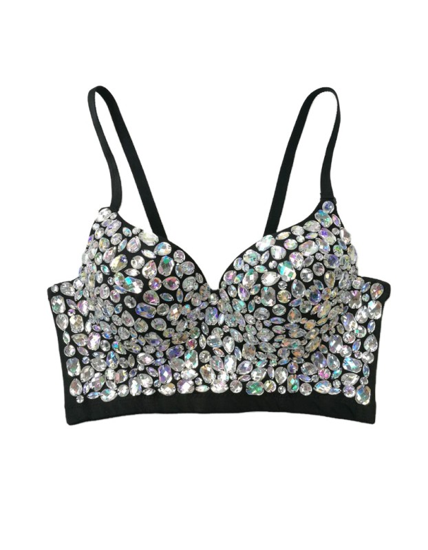 Color Diamond Chest Wipe Careful Machine Deep V Chest Wrap Suspender Top 8971
