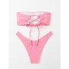 Solid Color Swimwear Swimsuit Strap Split Sexy Bikini Set A2204