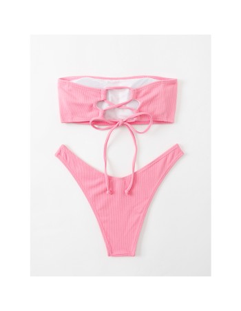 Solid Color Swimwear Swimsuit Strap Split Sexy Bikini Set A2204