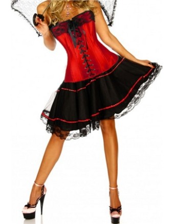 red newest corset with mini skirt m1807H