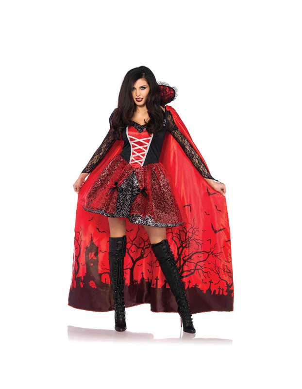 Women Witch Cosplay Vampire Zombie Costume Red Demon Dress YM40524