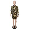 Women Long Sleeve Sexy Printed T Shirt Dresses M8442