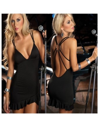 black baydoll dress m3438b