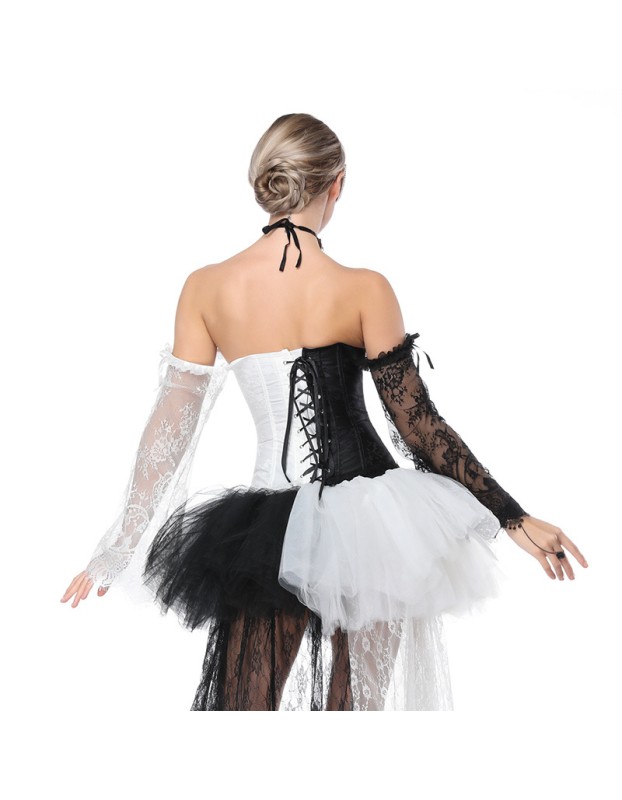 Black White Gothic Corset Top M1418C