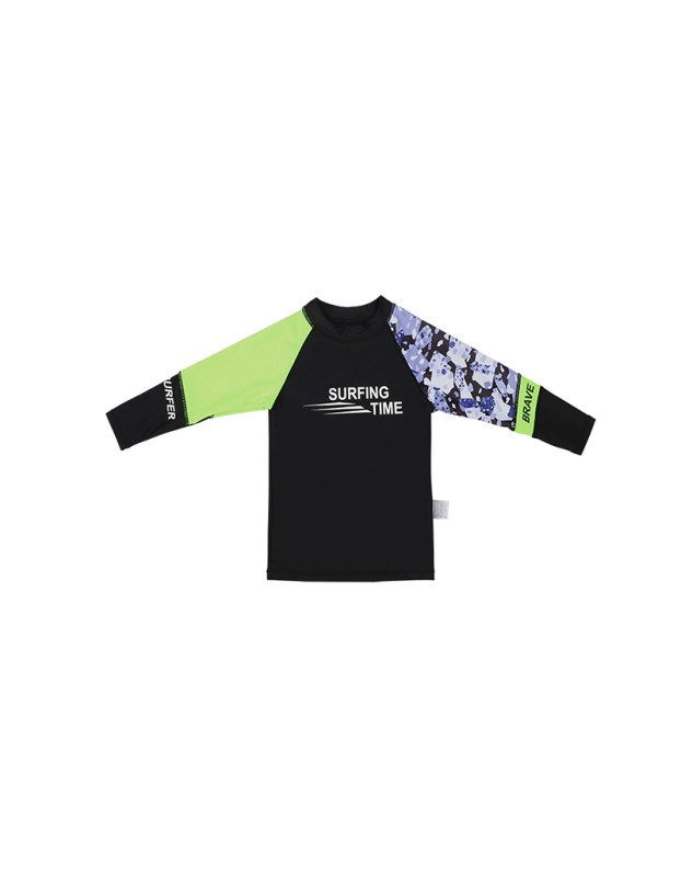 Boys' Swimsuit Black Swimsuit Long-Sleeved Children's Two-Piece Swimsuit KF208
