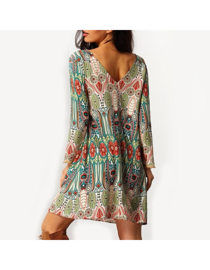 Beach Floral Print Boho Dress M30391b