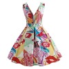 V Neck Print Backless Sexy Short Dress M30341