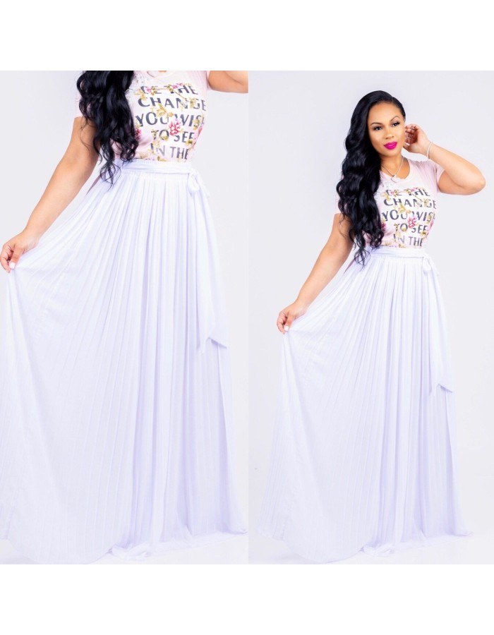 New Fashion Women's High Waist Pleated Solid Skirt M8245