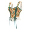 Sexy Lace Trim Sunflower Embroidery Straps Corset Cami Cropped Top M22061