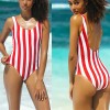 Red White Stripe Women One Piece Swimsuit With Cup ZL1806