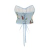 Sexy Bustier Butterfly Print Corset Tops For Women Waist Trainer Short Corset 22047