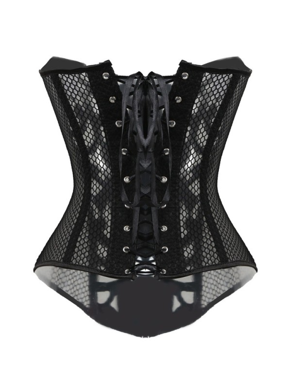 Sexy Black Mesh Overbust Corset M1312