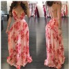 Fashion Ladies Summer Print Floral Boho V Neck Beach Casual Maxi Dresses Long M8212