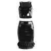 Women Sexy Black Leather Two Pcs Dress M7272