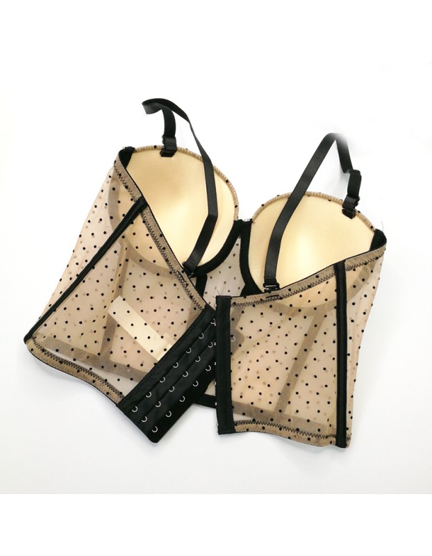 Polka Dot Lace Embroidery Sexy Women Chest Wrap Translucent Top KN8262